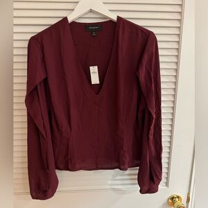 Banana Republic Deep Red V-Neck Blouse